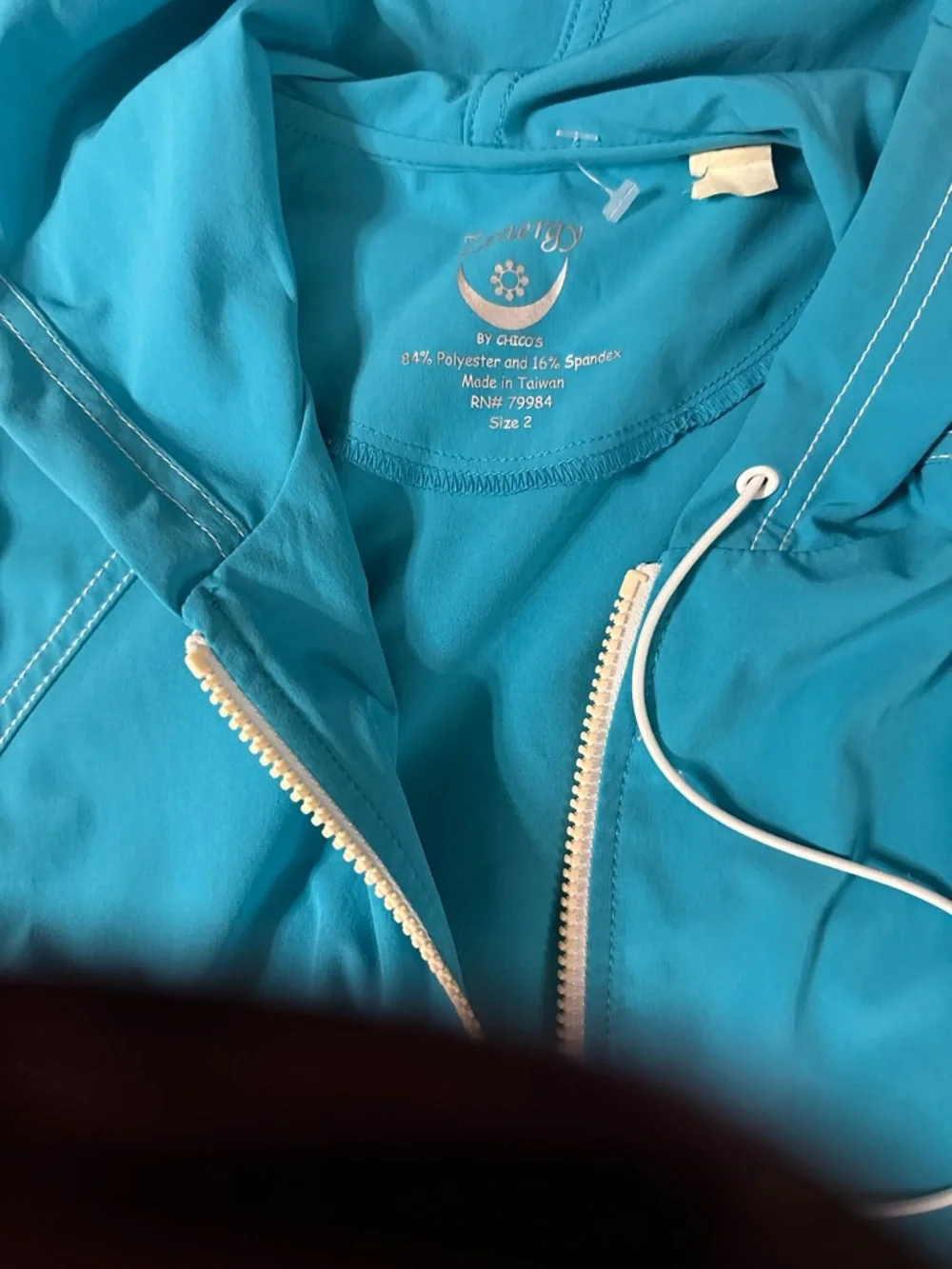 Chico's Teal Cropped Pants and Hooded Jacket Set - Picture 4 of 4
